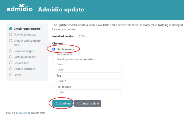 Choosing the release channel Choosing the release channel