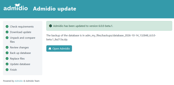 The update is finished The update is finished