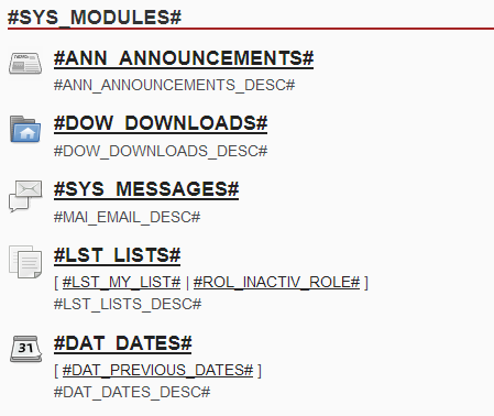 Screenshot aus der Übersichtsseite von Admidio